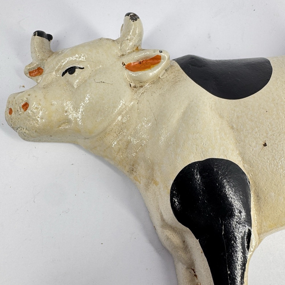 Vintage Cast Iron Cow‎ Farm Animal Figurine Hand Painted Country Decor - Picture 8 of 11